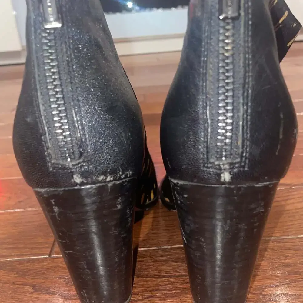 Cole Haan Women’s Calf Hair‎ Block Heel Ankle Boots Black Brown Speckled Size 10